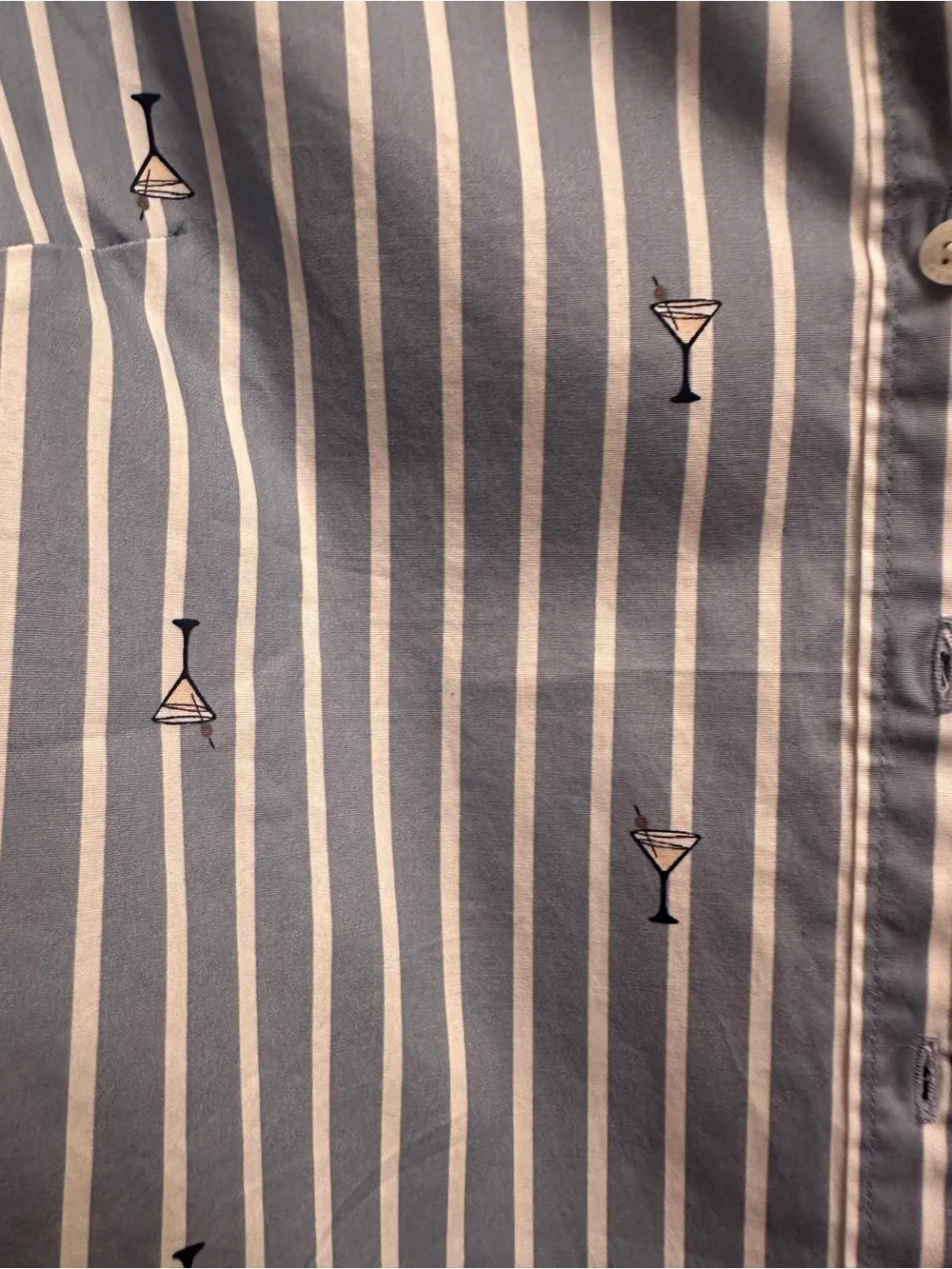 J. Crew Light Blue and White Striped Button-Down Shirt with Embroidered Motif